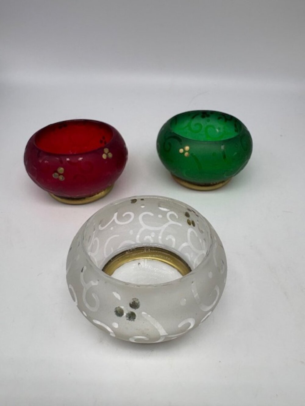 Vintage PartyLite P9115 CANDLE HOLDERS Festive Flair Tealight Trio Christmas